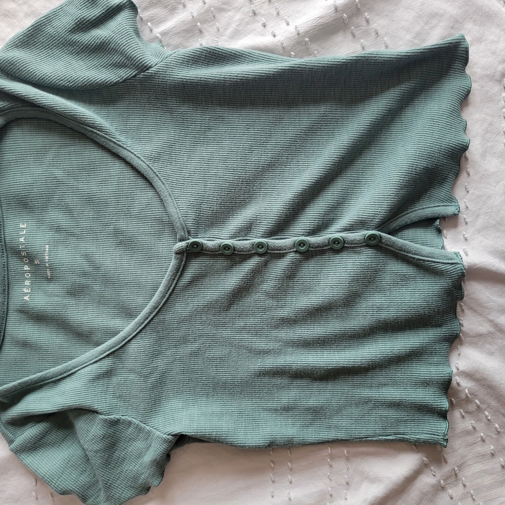 Aeropostale Green Button-Up Women's Top